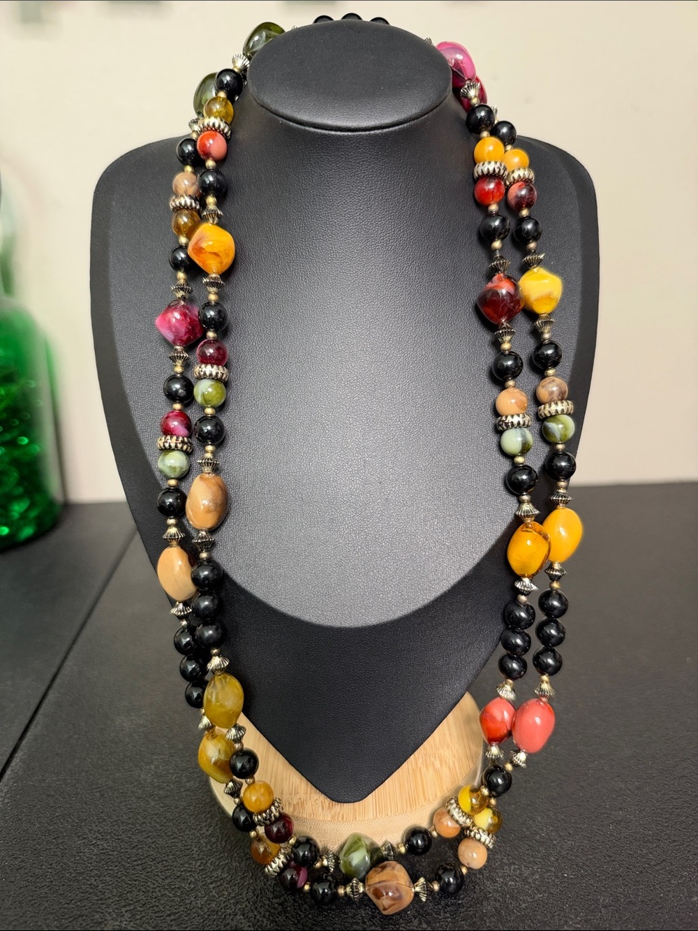 Multicolor Fall Acrylic Bead Statement Necklace Women Jewelry
